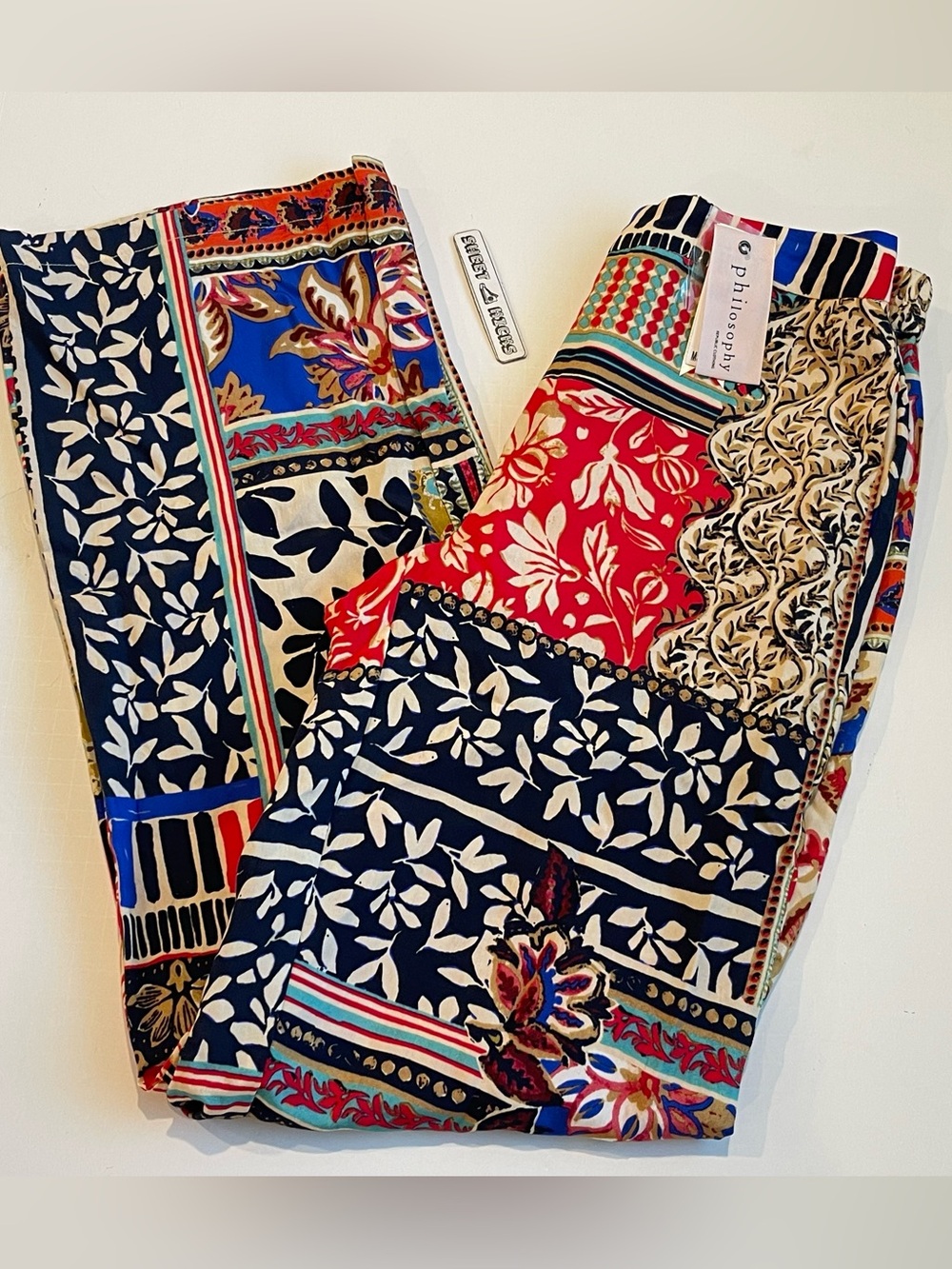 Philosophy Multicolor Floral Patchwork Straight-Leg Pants